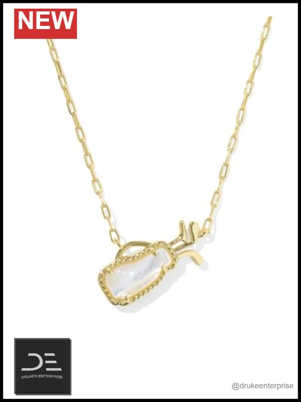 Golf Short Pendant Necklace, Gold Plated Brass, Pendant Necklaces for Women